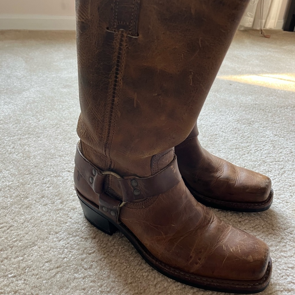 Frye Distressed Harness Boots- Great condition.